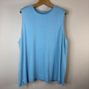 J. Jill Women's Plus Size 4X Island Blue‎ Perfect Pima Forward Seam Tank Top NWT
